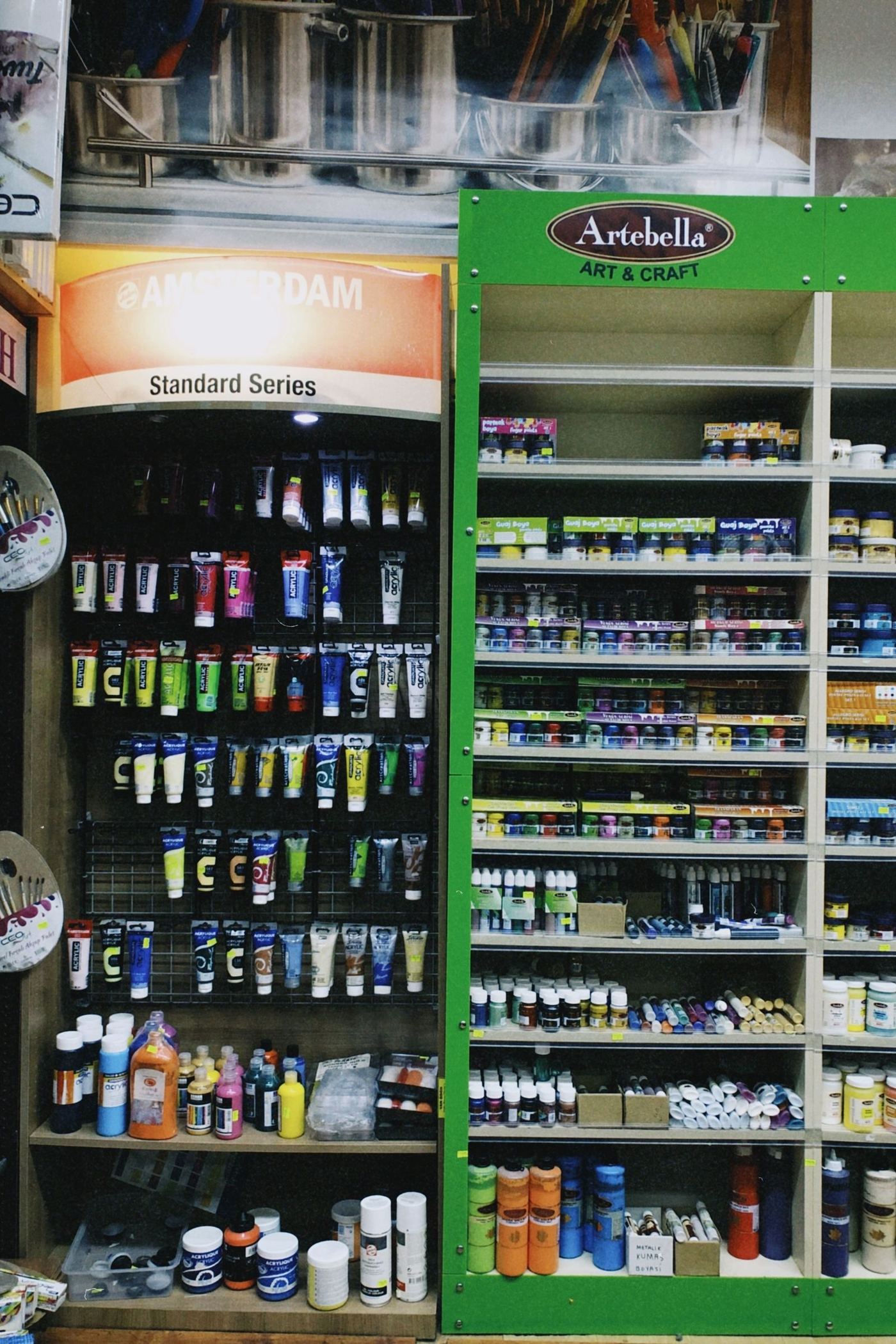 Painting sundries — brushes, rollers and masking on the shop shelves