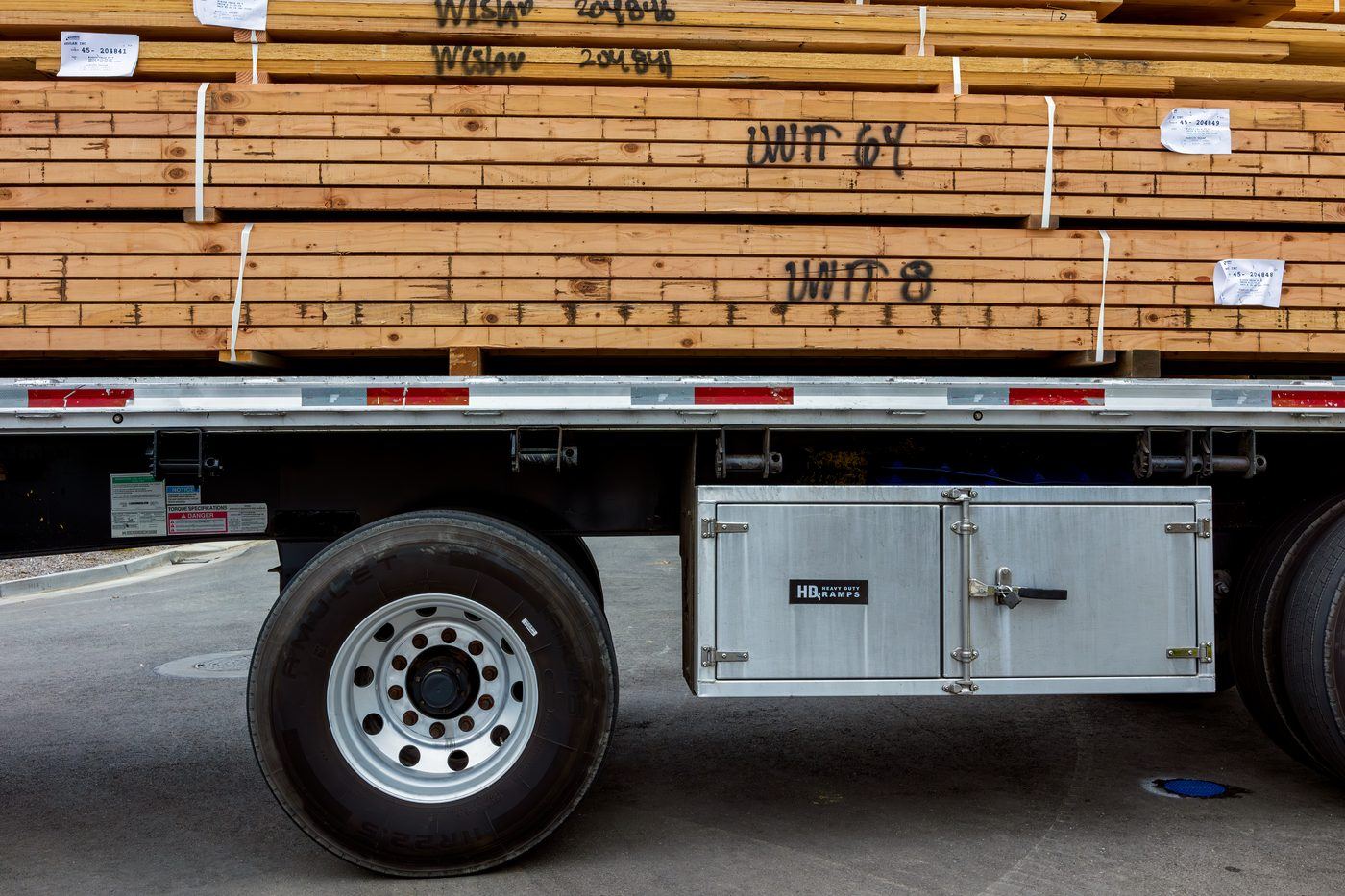 Flatbed lorry loaded for site delivery